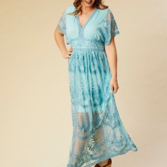 Altar'd State Dresses Nwt Altard State Mariska Lace Maxi Dress Sea