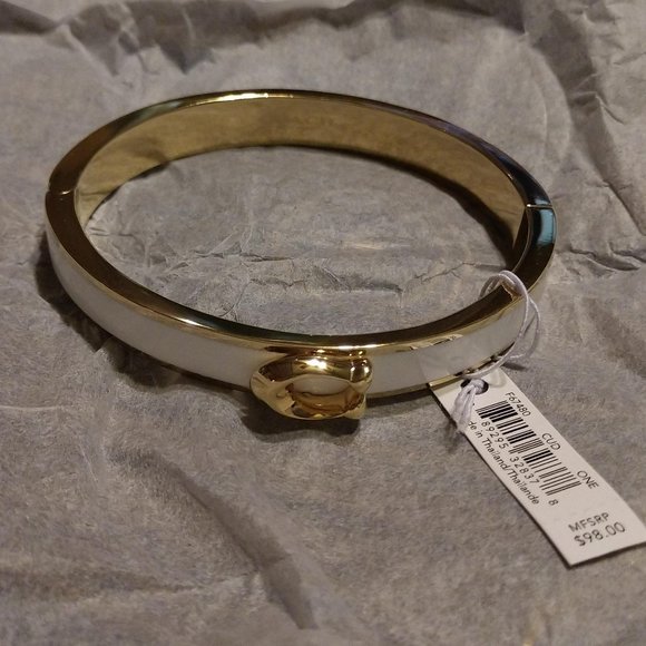 Coach Jewelry Nwt Coach Signature Push Hinged Bangle Poshmark