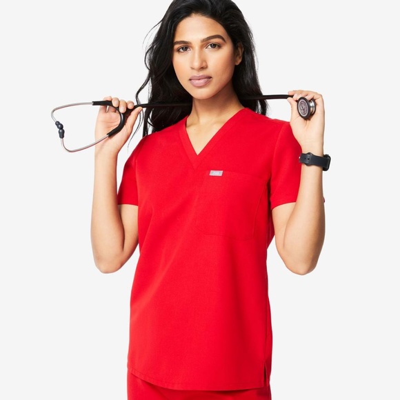 Figs Tops Figs Red Catarina Onepocket Scrub Top Poshmark