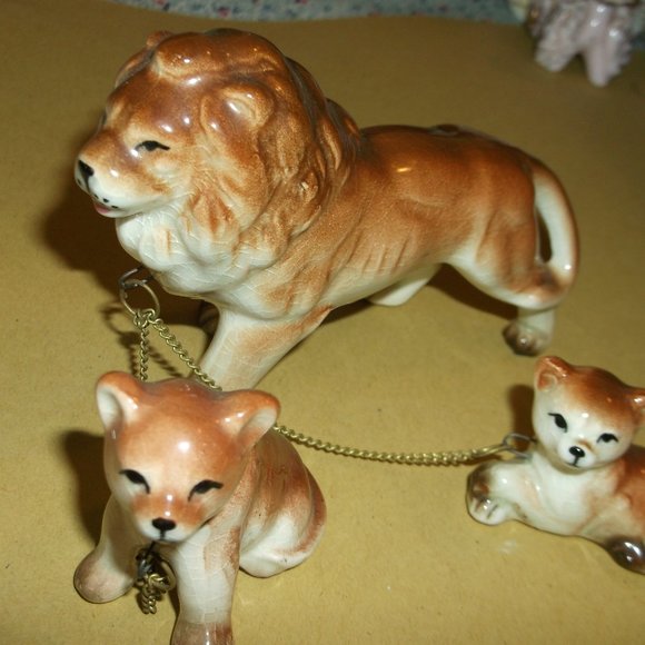 japan Accents Antique China Glass Lions An Cubs Poshmark