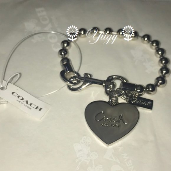 Coach Jewelry Coach F63633 Silver Heart Charm Bracelet Poshmark