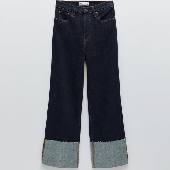 Zara Jeans Nwt Zara Premium Folded Up Wide Leg Jeans Poshmark