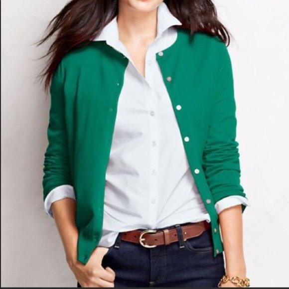 Lands' End Sweaters Lands End Kelly Green Button Up Cardigan Sweater