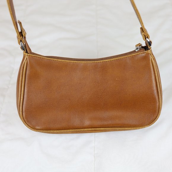 Bags Vintage Style Brown Faux Leather Baguette Bag Poshmark