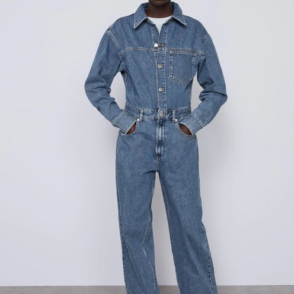 Zara Pants & Jumpsuits Zara Jeans Denim Jumpsuit Medium Poshmark