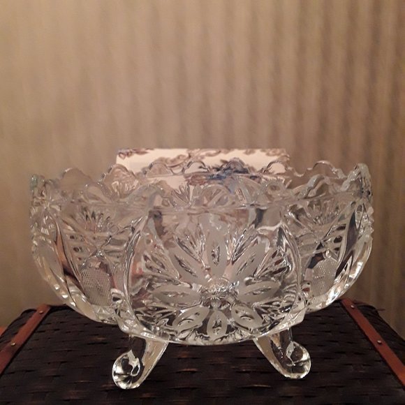 Dining Vintage 4footed Oval Crystal Cut Bowl Poshmark