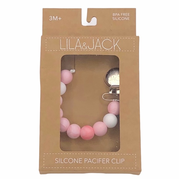 Lila & Jack Accessories Lilajack Pink Silcone Pacifer Clip Baby Girl