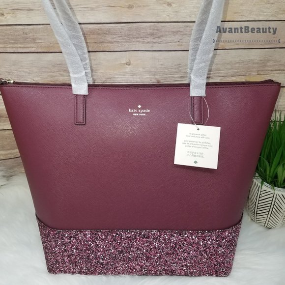 kate spade Bags Kate Spade Penny Greta Tote Cherrywood Glitter Poshmark
