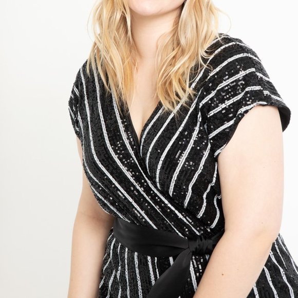 Eloquii Pants & Jumpsuits New Eloquii Bw Striped Sequin Jumpsuit 22w