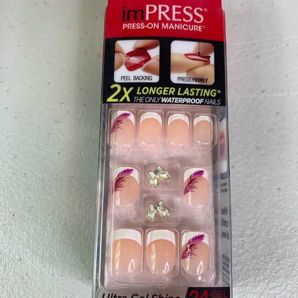 Kiss Makeup Impress Press On 24 Nails French 3d Random Charm Poshmark