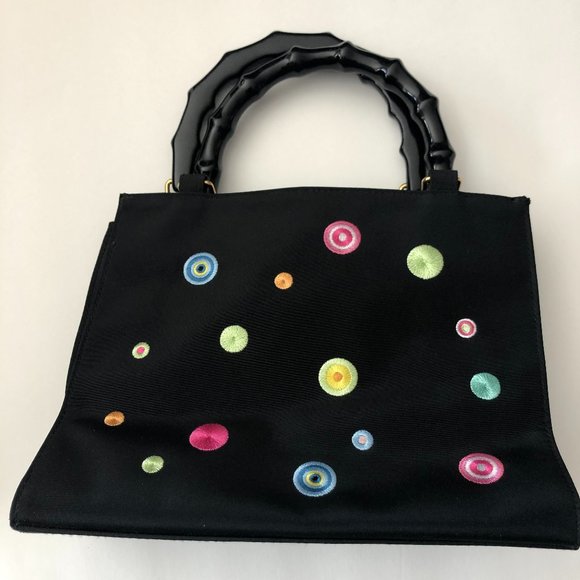 Tiannl Bags Tianni Small Black Purse Mutli Colored Dots Poshmark