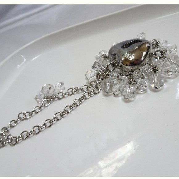 Dior Jewelry Christian Dior Crystal Charm Bracelet Wristlet Lip