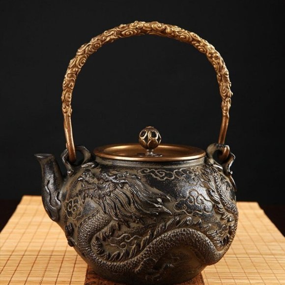 Kitchen Cast Iron Teapot Dragon And Phoenix Teapot Poshmark
