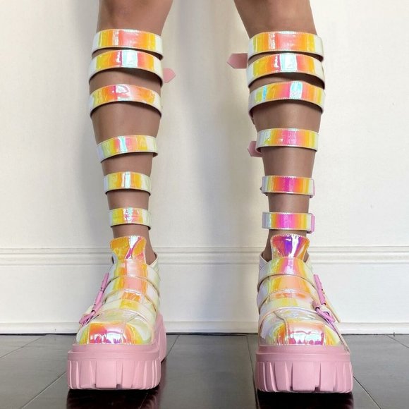 Sugar Thrillz Shoes Sugar Thrillz Holographic Platform Shoes Sz 7