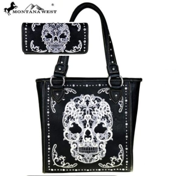 American Bling Bags Sugar Skull Tote With Wallet Poshmark