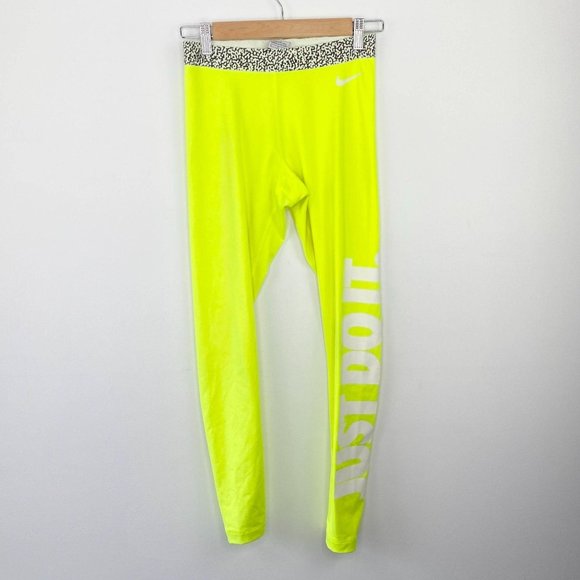 Nike Pants & Jumpsuits Nike Pro Neon Yellow Warm Mezzo Waistband