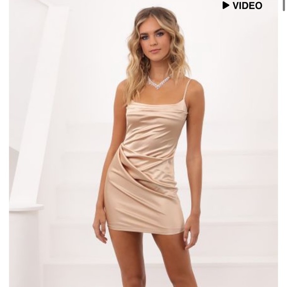 Lucy in the Sky Dresses Ruby Draped Bodycon Dress In Champagne Poshmark