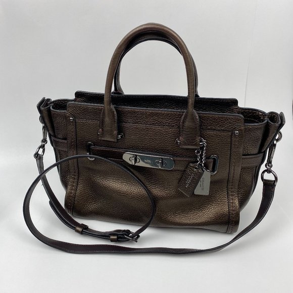 Coach Bags Coach Bronze Metallic Swagger 27 Carryall Satchel Poshmark