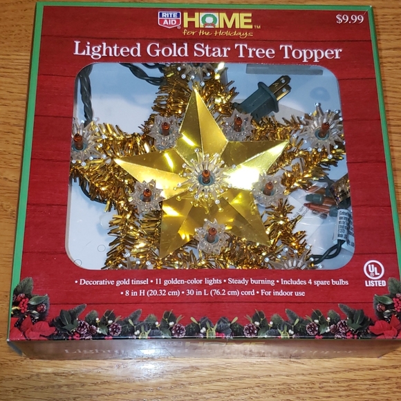 Rite aid Holiday 25 Lighted Gold Star Tree Topper Poshmark