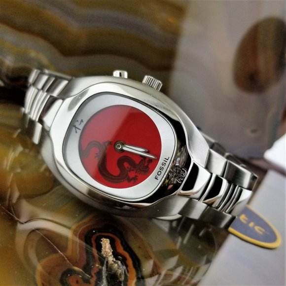 Fossil Accessories New Fossil Big Tic Animated Fire Dragon Watch