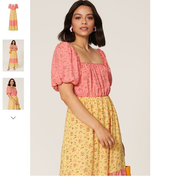 color me courtney Dresses Color Me Courtney Pink Yellow Floral Maxi