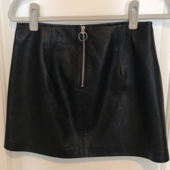 Blank NYC Skirts Black Leather Blank Nyc Skirt With Slit And Zipper