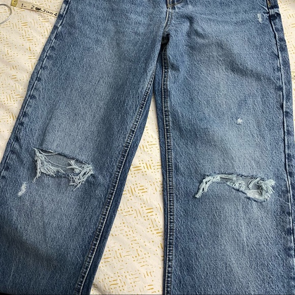 Zara Jeans Zara Wide Leg Full Length Ripped Jeans Poshmark