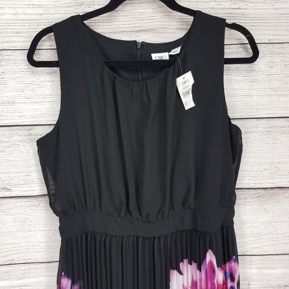 Cato Dresses New Cato 2 Floral Maxi Dress Black Pleated Summer Poshmark