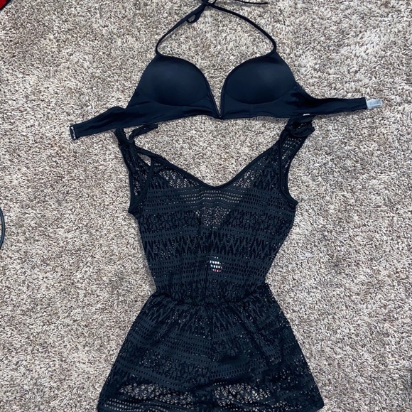 Swim Matching Vs Black Bathing Suit Top And Cover Up Poshmark