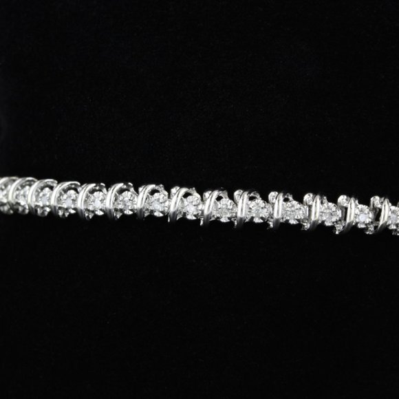 Jewelry 1k White Gold Diamond Tennis Bracelet Poshmark