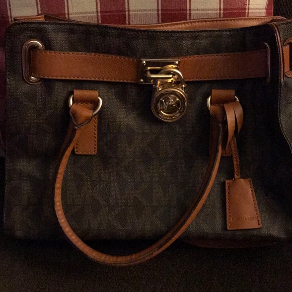 Michael Kors Bags Nouveau Hamilton Small Logo And Leather Satchel