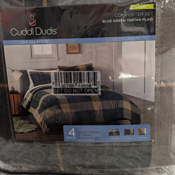 Cuddl Duds Bedding Cuddl Duds Heavyweight Flannel Comforter Set New