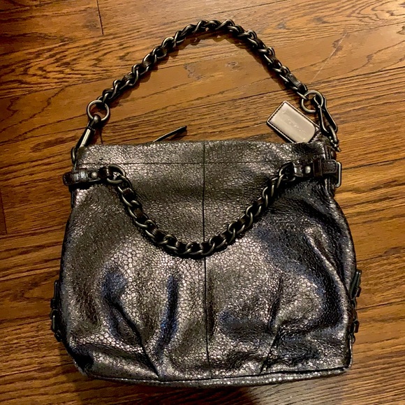 Coach Bags Coach Silver Cracked Leather Bag With Chain Straps Poshmark