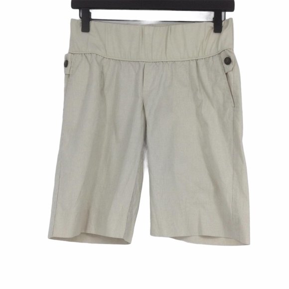 GAP Shorts Gap Maternity Khaki Pinstriped Bermuda Shorts Sz 2