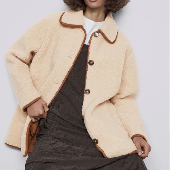 Zara Jackets & Coats Zara Cute Teddy Fleece Shearling Coat S New