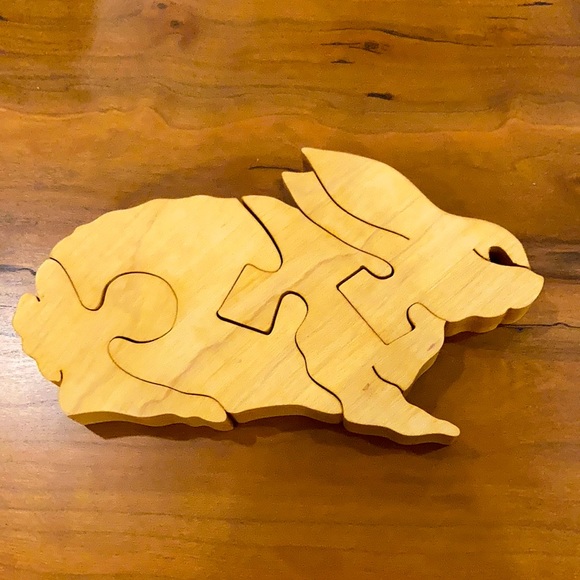 Warehouse moving clearance Handmade hardwood bunny puzzle. Brand new