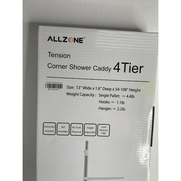Allzone Bath Tension Shower Corner Caddy 4tier Adjustable Bathroom Shelf 34 Stainless Steel