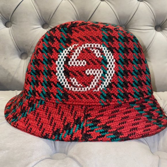 Gucci Accessories Gucci Houndstooth Wool Bucket Hat With Double G Poshmark