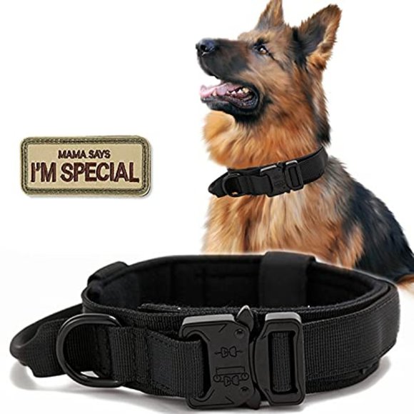 Dog Tactical Dog Collar Adjustable K9 Military Nylon Collar With