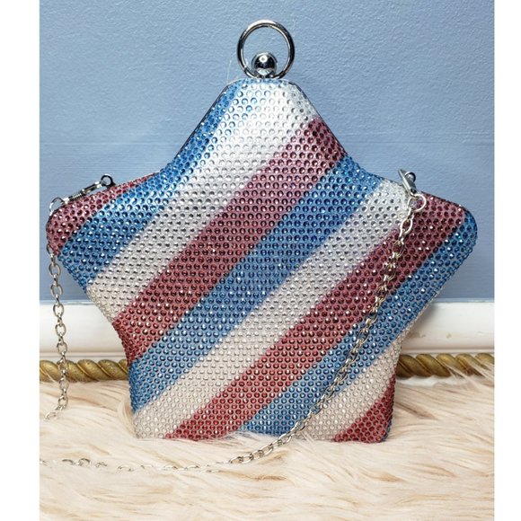 Alessi Bags Nwot Alessia Crossbody Rhinestone Star Clutch Purse