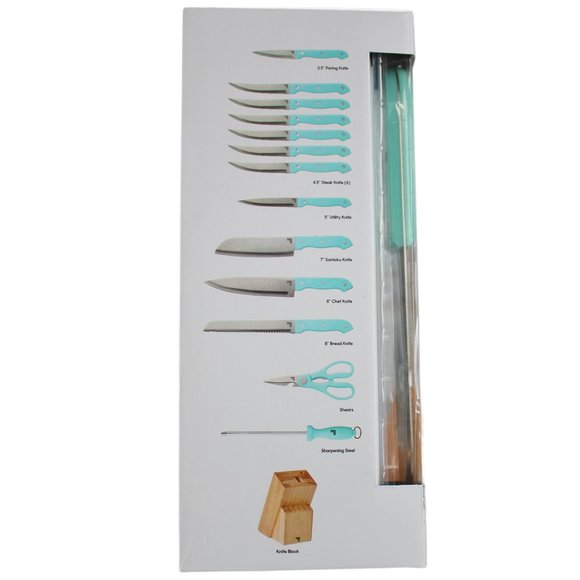 Sharper Image Kitchen 4 Pc Sharper Image Knife Block Set Aqua Sky