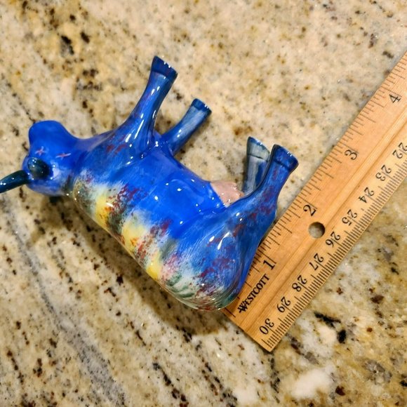 TM & CPH Accents Tm And Cph 200 Colorful Painted Cow Blue Yellow