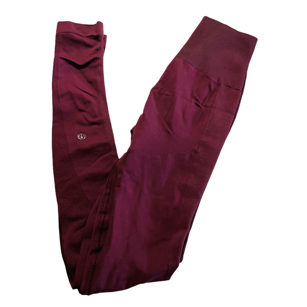 Lululemon Ebb And Flow Red Full Length Leggings Gem