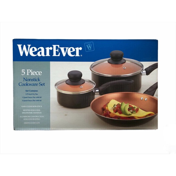 WearEver Kitchen Wearever 5 Piece Nonstick Copper Cookware Set