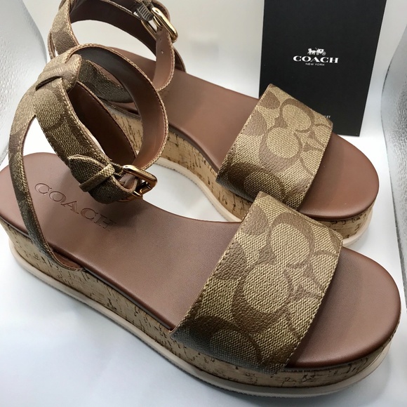 すので COACH Talulah Sandal Khaki/saddle C3064 / コーチ タルラ サンダルストラップサンダル 厚底