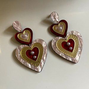 Zara Jewelry Heart Earrings Red Valentines Day Hearts