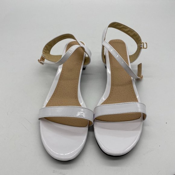 Shoes Block Low Heel Sandals Open Toe Ankle Strap Patent