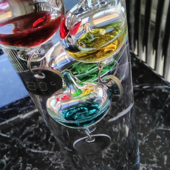 Art Vintage Galileo Thermometer Floating Glass Balls Temperature