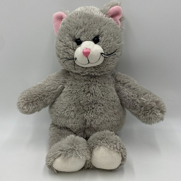 BuildABear Toys Build A Bear Soft Gray Cat Plush Stuffed Animal