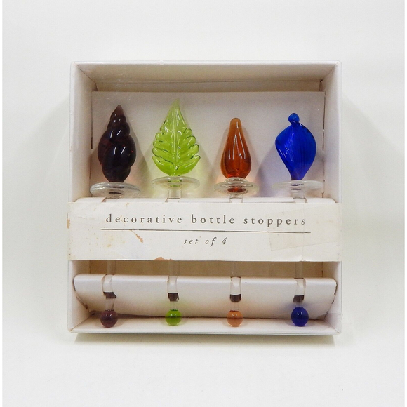 Pier 1 Dining Pier Decorative Glass Bottle Stoppers Clear Cobalt